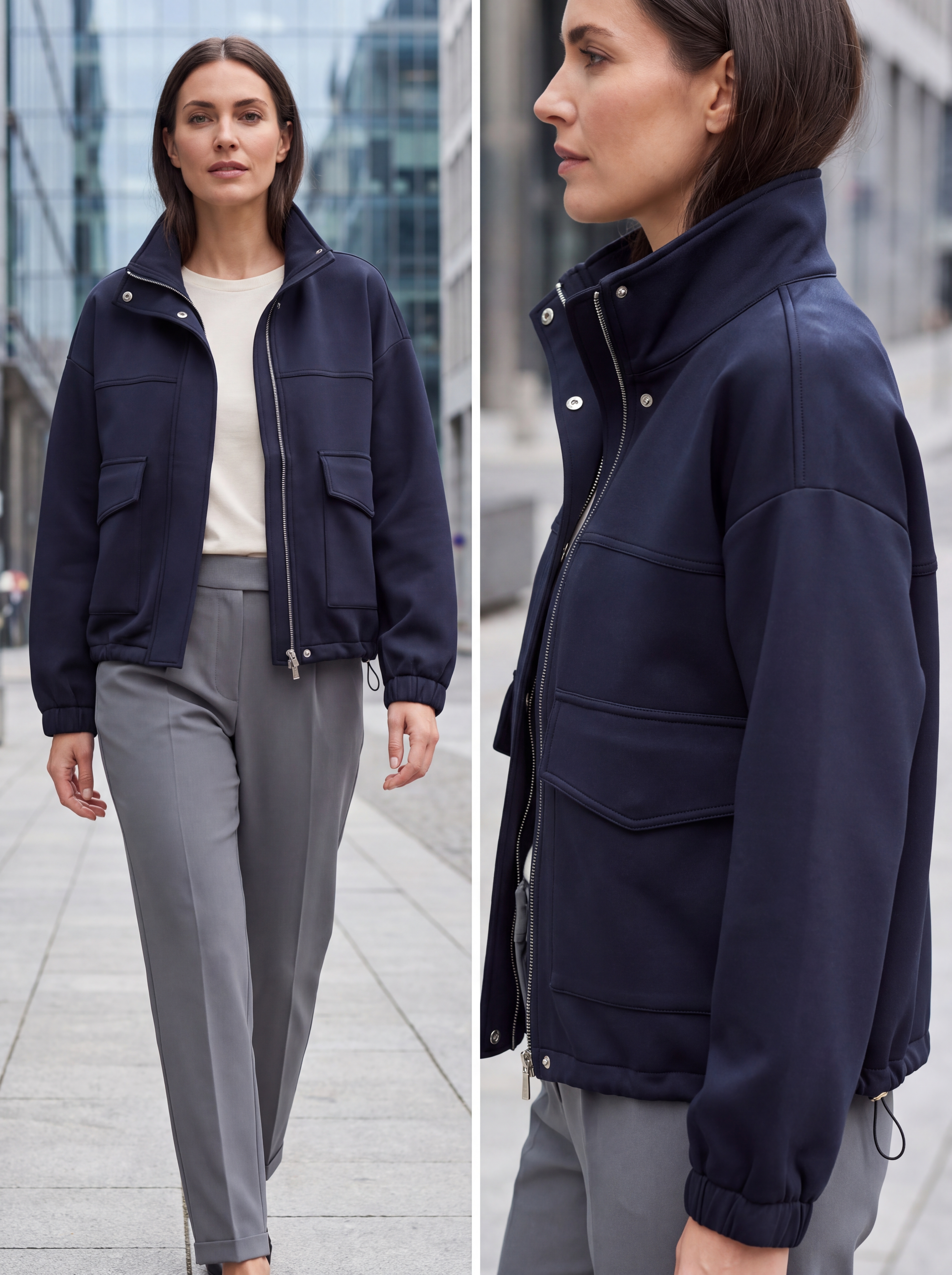 Prechodná mikinová bunda BROADWAY NYC FASHION SCUBA NAVY BLUE 6